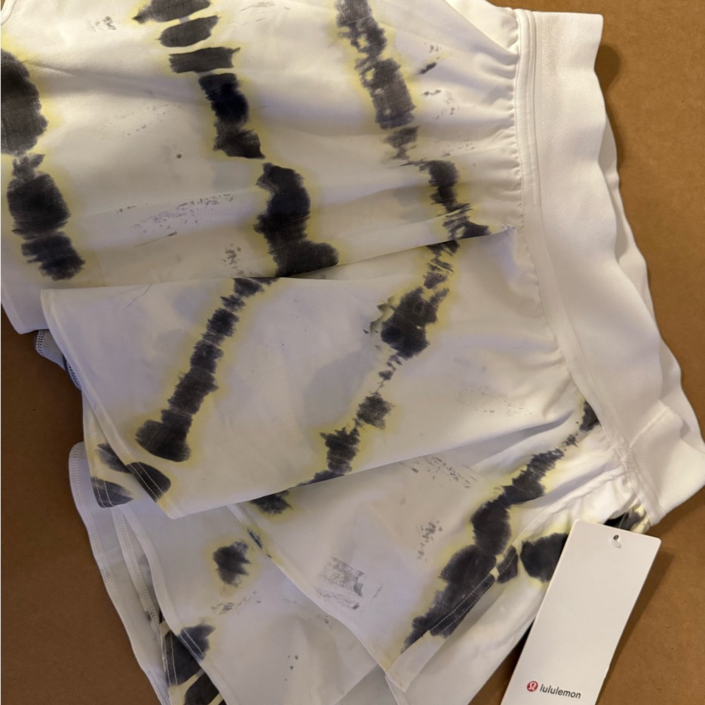 Lululemon White and Black Tie-Dye Shorts